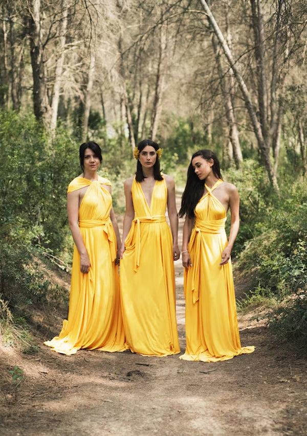 Gold Yellow Multiway Convertible Infinity Dress-InfinityDress.com.au